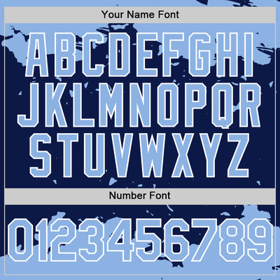 Custom Navy Light Blue-White Splash Art 3D Pattern Design Bomber Full-Snap Varsity Letterman Hoodie Jacket