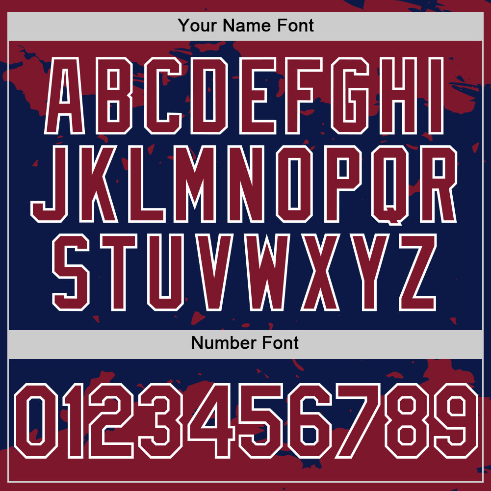 Custom Navy Crimson-White Splash Art 3D Pattern Design Bomber Full-Snap Varsity Letterman Hoodie Jacket