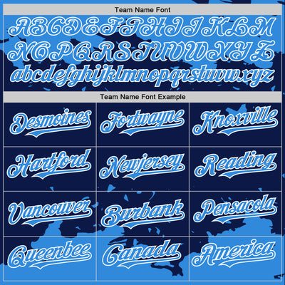 Custom Navy Powder Blue-White Splash Art 3D Pattern Design Bomber Full-Snap Varsity Letterman Hoodie Jacket