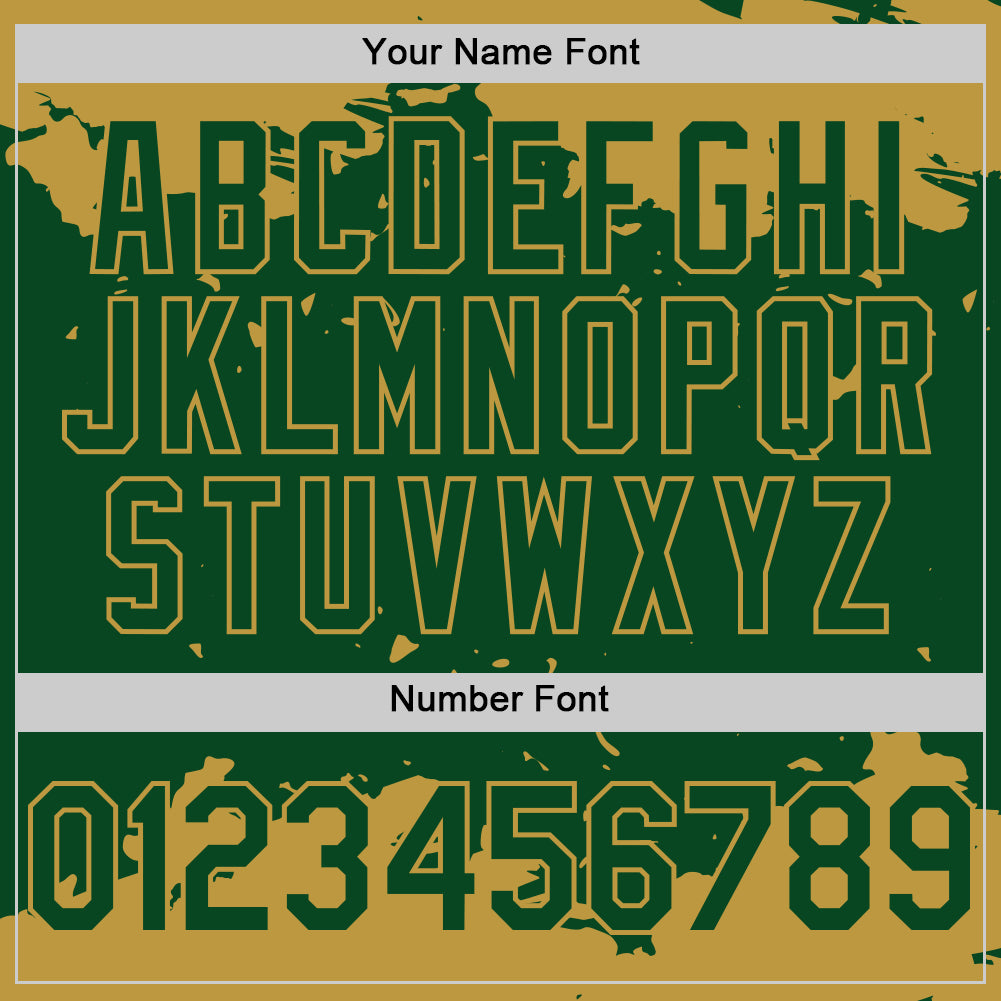 Custom Green Old Gold Splash Art 3D Pattern Design Bomber Full-Snap Varsity Letterman Hoodie Jacket