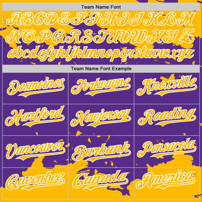 Custom Purple Gold-White Splash Art 3D Pattern Design Bomber Full-Snap Varsity Letterman Hoodie Jacket