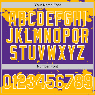 Custom Purple Gold-White Splash Art 3D Pattern Design Bomber Full-Snap Varsity Letterman Hoodie Jacket