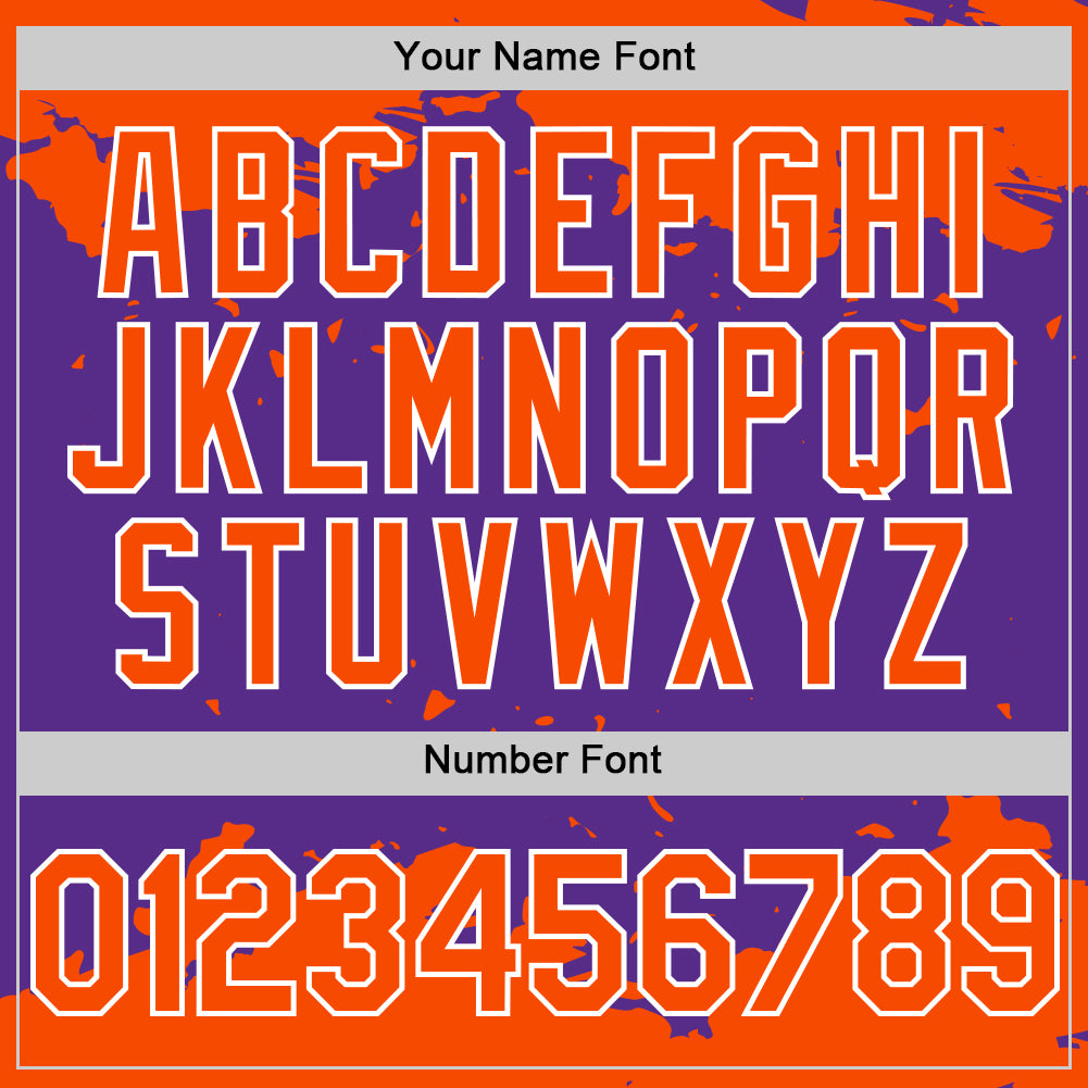 Custom Purple Orange-White Splash Art 3D Pattern Design Bomber Full-Snap Varsity Letterman Hoodie Jacket