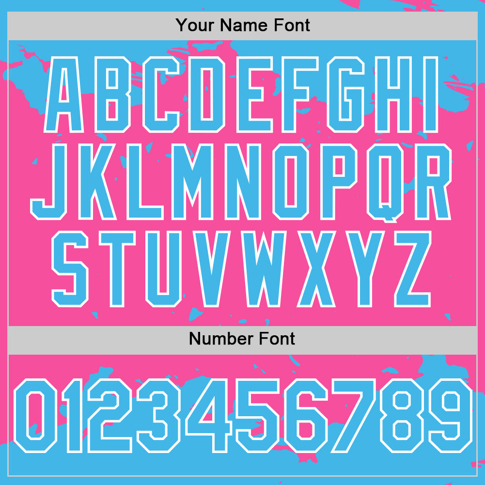 Custom Pink Sky Blue-White Splash Art 3D Pattern Design Bomber Full-Snap Varsity Letterman Hoodie Jacket