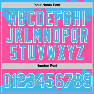 Custom Pink Sky Blue-White Splash Art 3D Pattern Design Bomber Full-Snap Varsity Letterman Hoodie Jacket