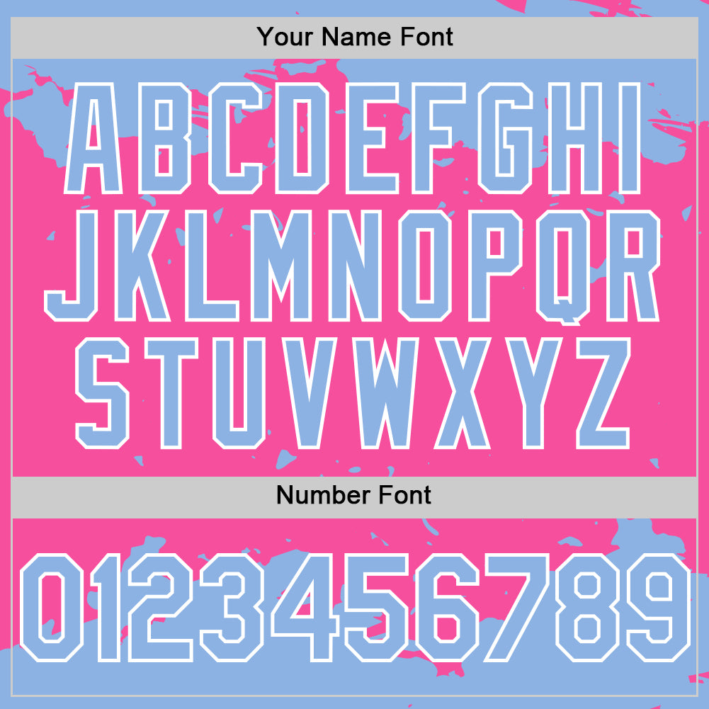 Custom Pink Light Blue-White Splash Art 3D Pattern Design Bomber Full-Snap Varsity Letterman Hoodie Jacket