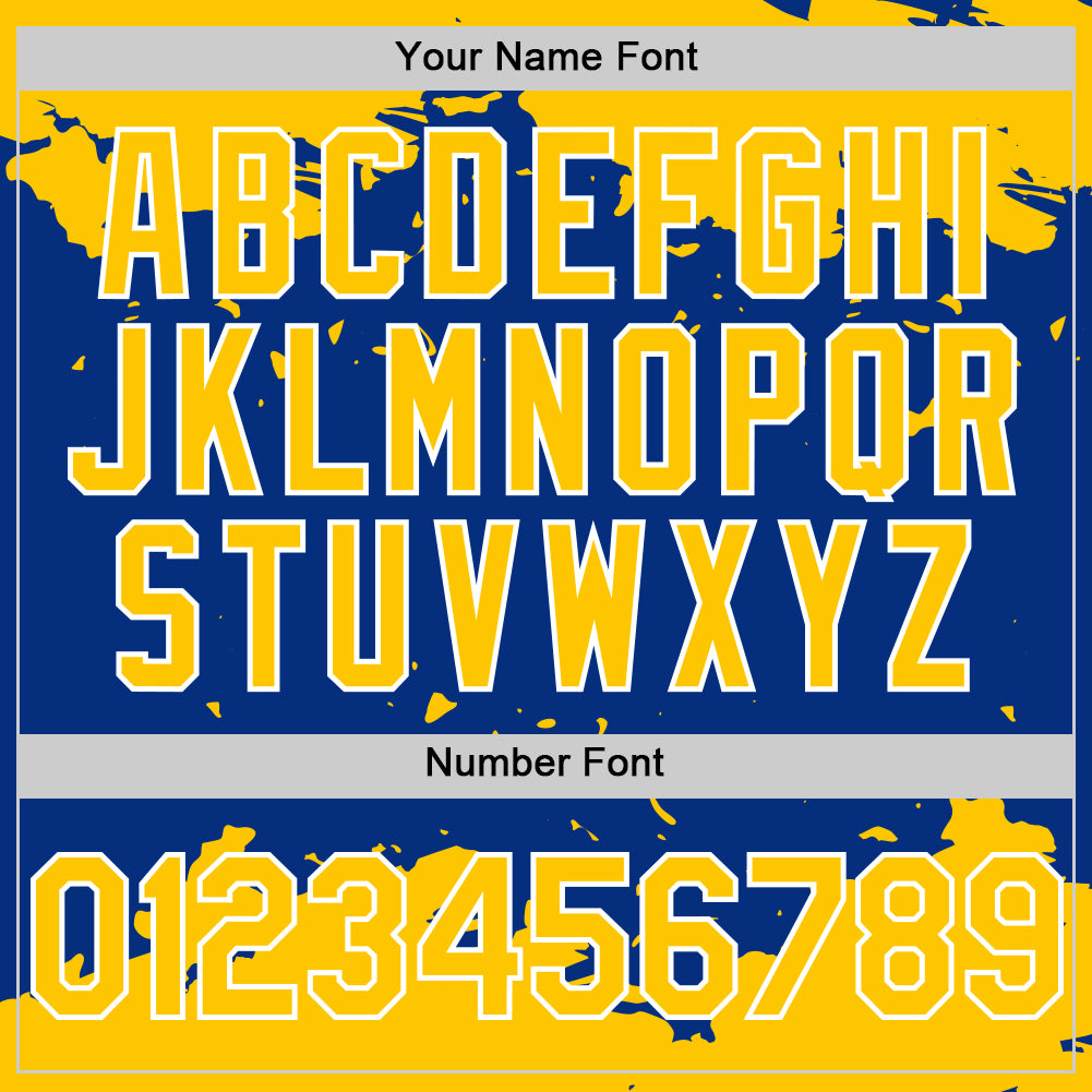 Custom Royal Yellow-White Splash Art 3D Pattern Design Bomber Full-Snap Varsity Letterman Hoodie Jacket