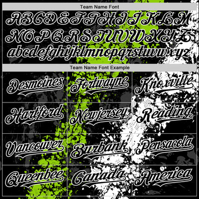 Custom Black Neon Green-White Splash Art 3D Pattern Design Bomber Full-Snap Varsity Letterman Hoodie Jacket