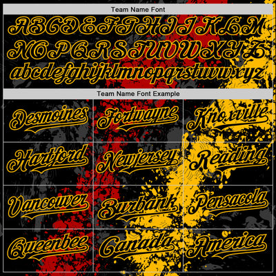 Custom Black Red-Gold Splash Art 3D Pattern Design Bomber Full-Snap Varsity Letterman Hoodie Jacket