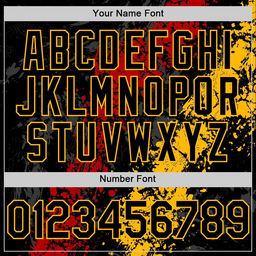 Custom Black Red-Gold Splash Art 3D Pattern Design Bomber Full-Snap Varsity Letterman Hoodie Jacket