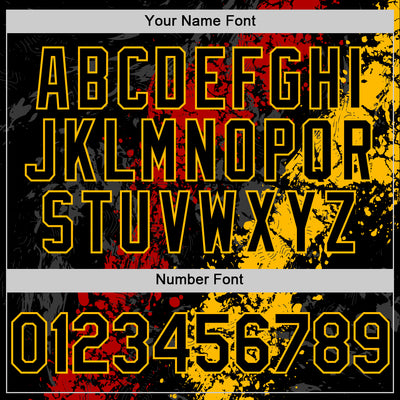 Custom Black Red-Gold Splash Art 3D Pattern Design Bomber Full-Snap Varsity Letterman Hoodie Jacket