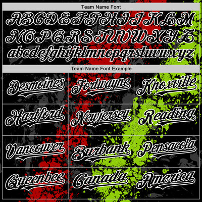 Custom Black Red Neon Green-White Splash Art 3D Pattern Design Bomber Full-Snap Varsity Letterman Hoodie Jacket