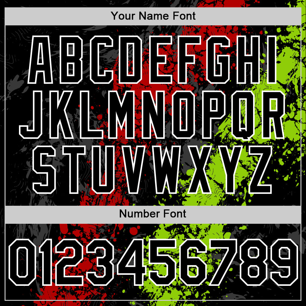 Custom Black Red Neon Green-White Splash Art 3D Pattern Design Bomber Full-Snap Varsity Letterman Hoodie Jacket