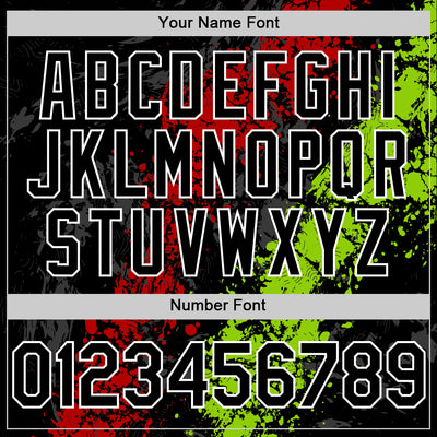 Custom Black Red Neon Green-White Splash Art 3D Pattern Design Bomber Full-Snap Varsity Letterman Hoodie Jacket