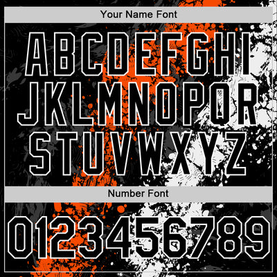 Custom Black Orange-White Splash Art 3D Pattern Design Bomber Full-Snap Varsity Letterman Hoodie Jacket