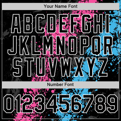 Custom Black Pink Sky Blue-White Splash Art 3D Pattern Design Bomber Full-Snap Varsity Letterman Hoodie Jacket