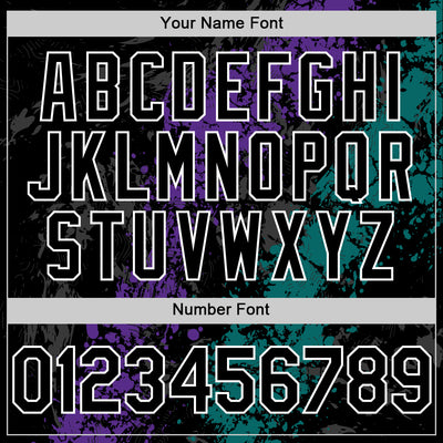 Custom Black Purple Teal-White Splash Art 3D Pattern Design Bomber Full-Snap Varsity Letterman Hoodie Jacket