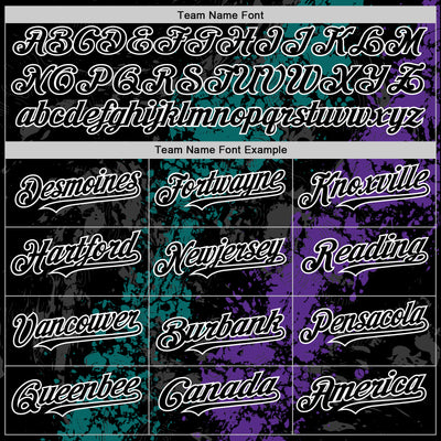 Custom Black Teal Purple-White Splash Art 3D Pattern Design Bomber Full-Snap Varsity Letterman Hoodie Jacket