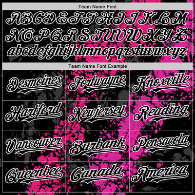 Custom Black Hot Pink Deep Pink-White Splash Art 3D Pattern Design Bomber Full-Snap Varsity Letterman Hoodie Jacket