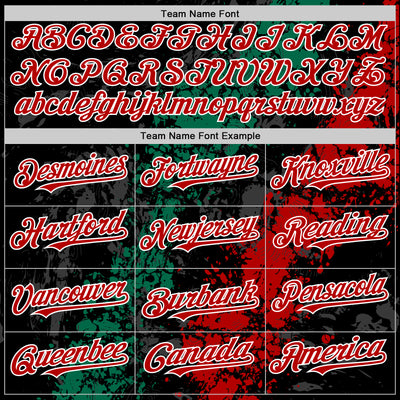 Custom Black Red Kelly Green-White Splash Art 3D Pattern Design Bomber Full-Snap Varsity Letterman Hoodie Jacket