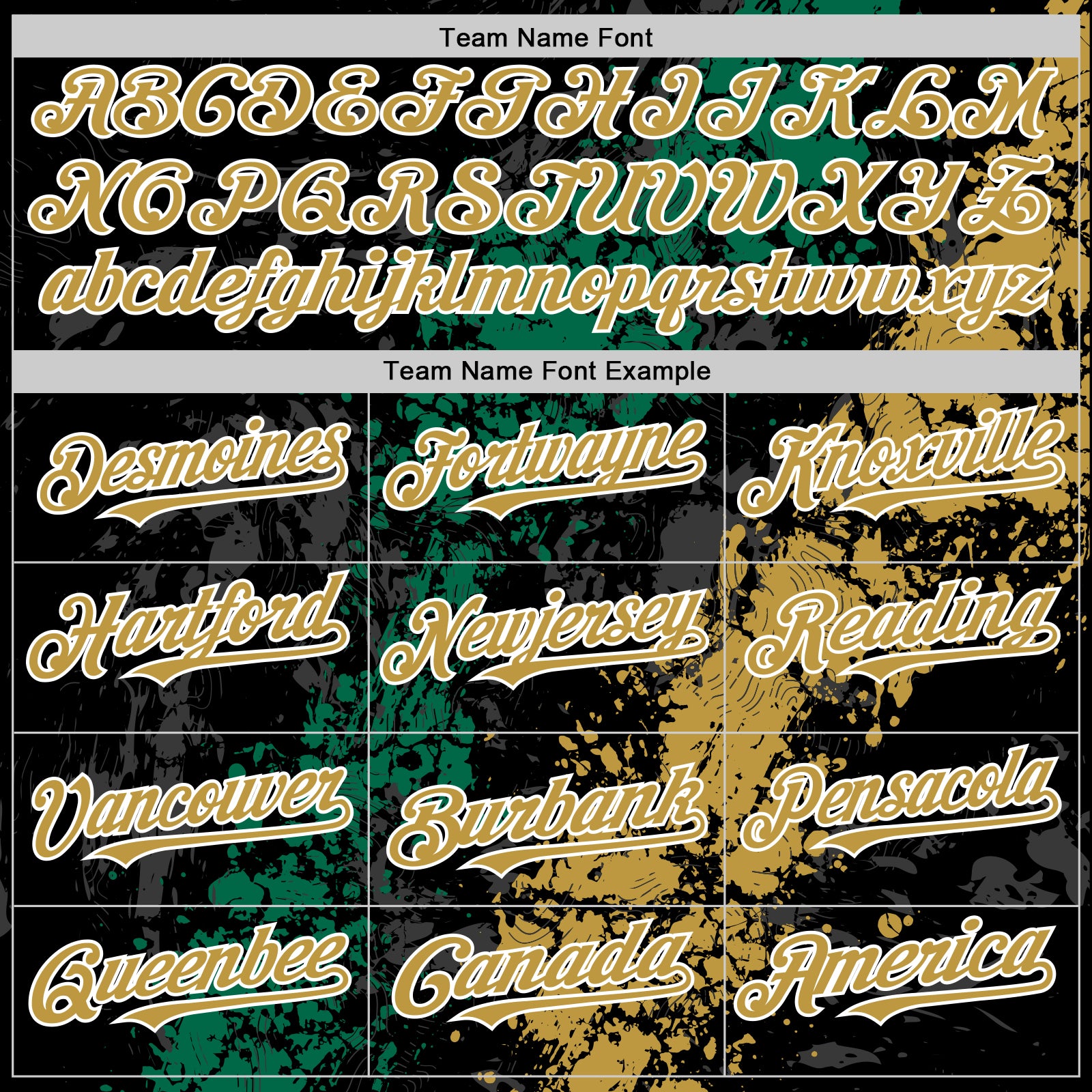 Custom Black Old Gold Kelly Green-White Splash Art 3D Pattern Design Bomber Full-Snap Varsity Letterman Hoodie Jacket