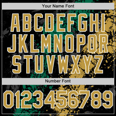 Custom Black Old Gold Kelly Green-White Splash Art 3D Pattern Design Bomber Full-Snap Varsity Letterman Hoodie Jacket