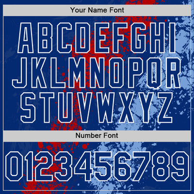 Custom Royal Red Light Blue-White Splash Art 3D Pattern Design Bomber Full-Snap Varsity Letterman Hoodie Jacket