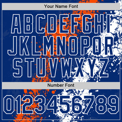 Custom Royal Orange-White Splash Art 3D Pattern Design Bomber Full-Snap Varsity Letterman Hoodie Jacket