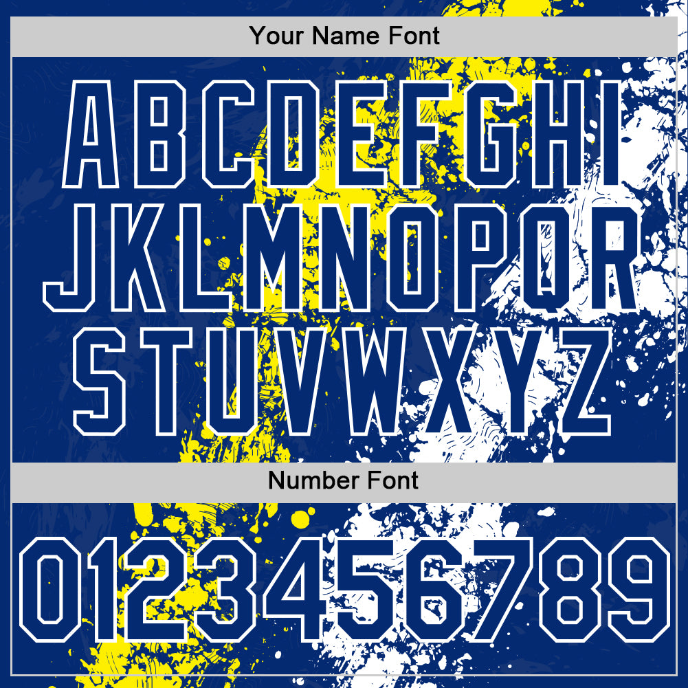 Custom Royal Light Yellow-White Splash Art 3D Pattern Design Bomber Full-Snap Varsity Letterman Hoodie Jacket