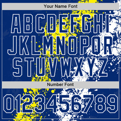 Custom Royal Light Yellow-White Splash Art 3D Pattern Design Bomber Full-Snap Varsity Letterman Hoodie Jacket