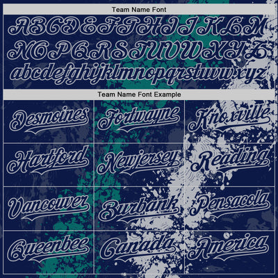 Custom Navy Teal-Gray Splash Art 3D Pattern Design Bomber Full-Snap Varsity Letterman Hoodie Jacket