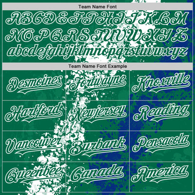 Custom Kelly Green White-Royal Splash Art 3D Pattern Design Bomber Full-Snap Varsity Letterman Hoodie Jacket