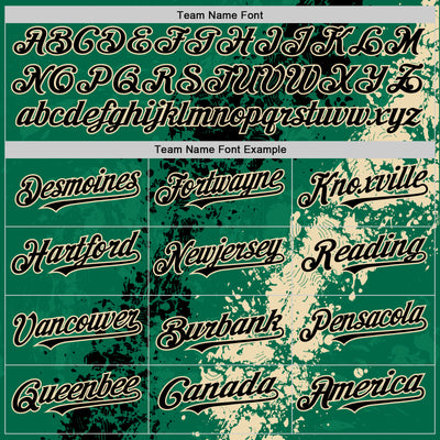 Custom Kelly Green Black-Cream Splash Art 3D Pattern Design Bomber Full-Snap Varsity Letterman Hoodie Jacket