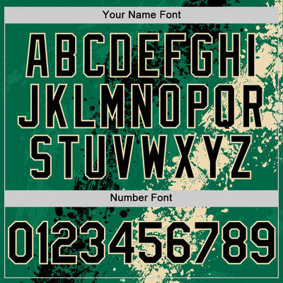 Custom Kelly Green Black-Cream Splash Art 3D Pattern Design Bomber Full-Snap Varsity Letterman Hoodie Jacket