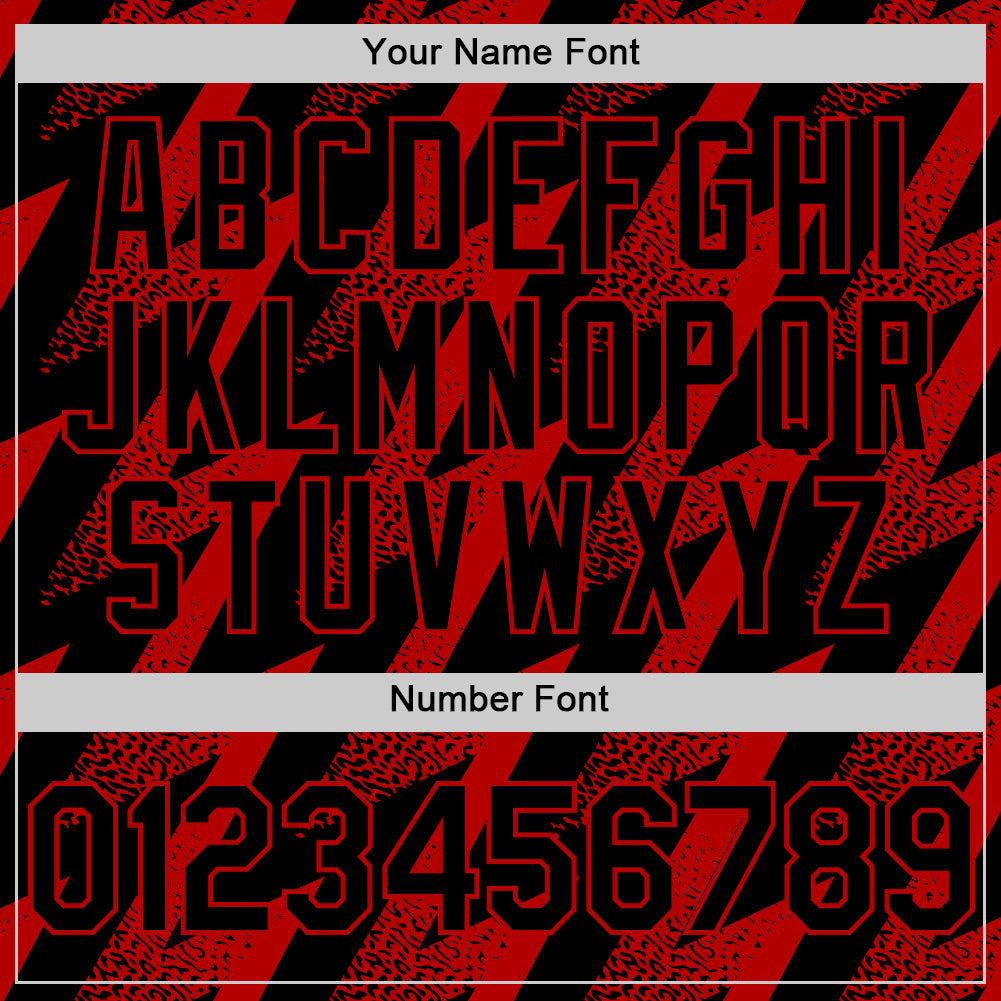 Custom Black Red Zigzag Shape 3D Pattern Design Bomber Full-Snap Varsity Letterman Hoodie Jacket