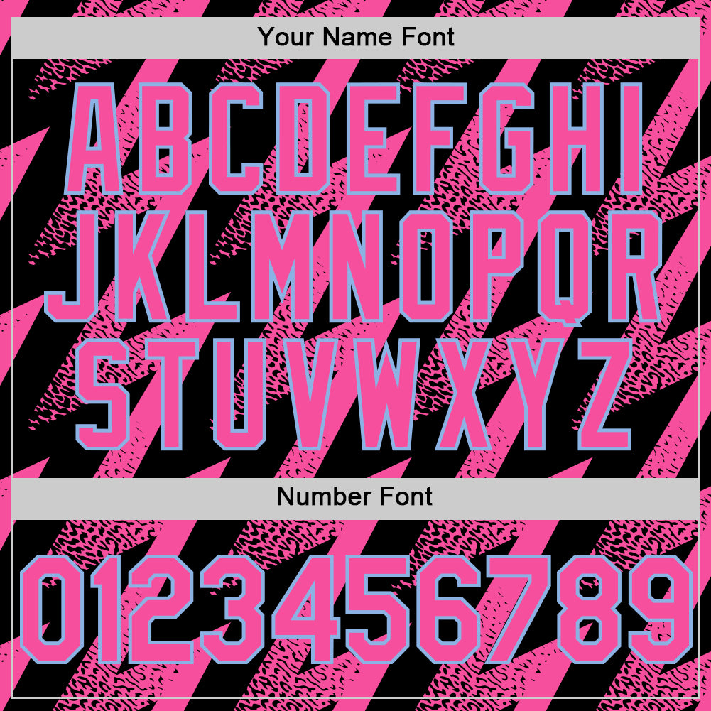 Custom Black Pink-White Zigzag Shape 3D Pattern Design Bomber Full-Snap Varsity Letterman Hoodie Jacket