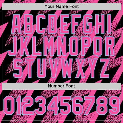 Custom Black Pink-White Zigzag Shape 3D Pattern Design Bomber Full-Snap Varsity Letterman Hoodie Jacket