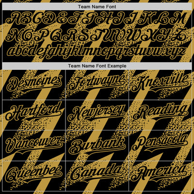 Custom Black Old Gold Zigzag Shape 3D Pattern Design Bomber Full-Snap Varsity Letterman Hoodie Jacket