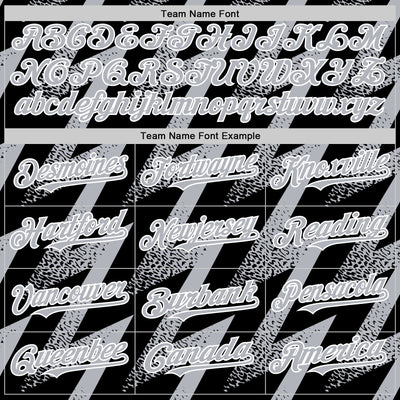 Custom Black Gray-White Zigzag Shape 3D Pattern Design Bomber Full-Snap Varsity Letterman Hoodie Jacket