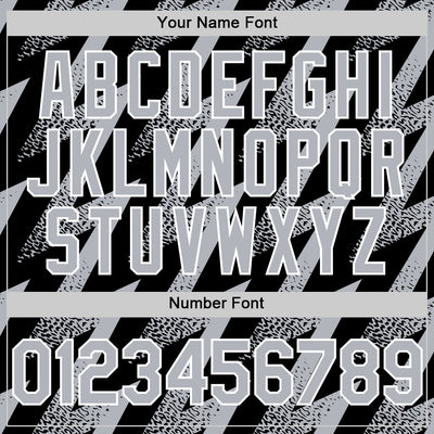 Custom Black Gray-White Zigzag Shape 3D Pattern Design Bomber Full-Snap Varsity Letterman Hoodie Jacket