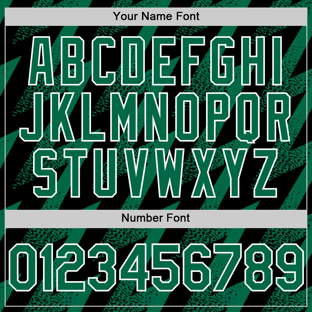 Custom Black Kelly Green-White Zigzag Shape 3D Pattern Design Bomber Full-Snap Varsity Letterman Hoodie Jacket