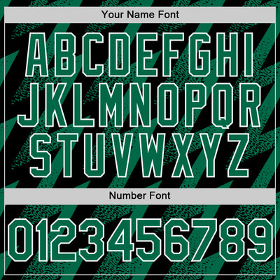 Custom Black Kelly Green-White Zigzag Shape 3D Pattern Design Bomber Full-Snap Varsity Letterman Hoodie Jacket