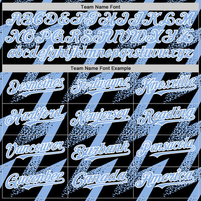 Custom Black Light Blue-White Zigzag Shape 3D Pattern Design Bomber Full-Snap Varsity Letterman Hoodie Jacket