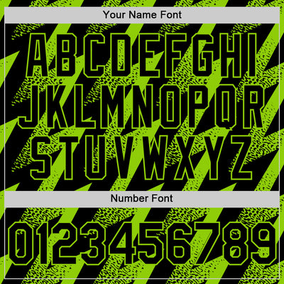 Custom Black Neon Green Zigzag Shape 3D Pattern Design Bomber Full-Snap Varsity Letterman Hoodie Jacket