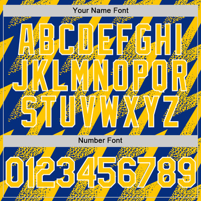 Custom Royal Yellow-White Zigzag Shape 3D Pattern Design Bomber Full-Snap Varsity Letterman Hoodie Jacket