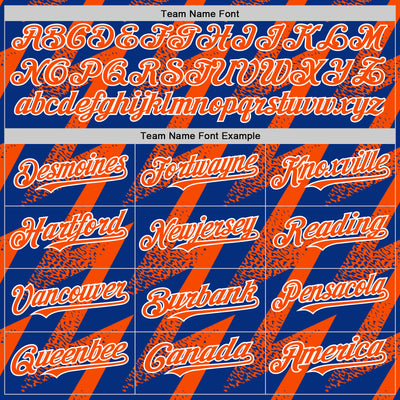 Custom Royal Orange-White Zigzag Shape 3D Pattern Design Bomber Full-Snap Varsity Letterman Hoodie Jacket