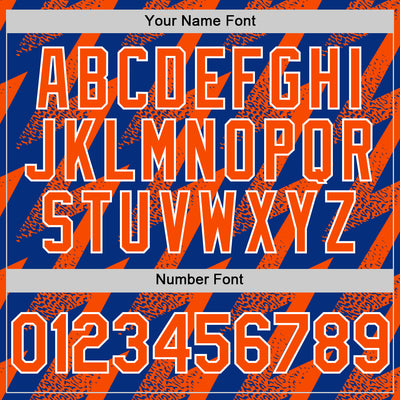 Custom Royal Orange-White Zigzag Shape 3D Pattern Design Bomber Full-Snap Varsity Letterman Hoodie Jacket