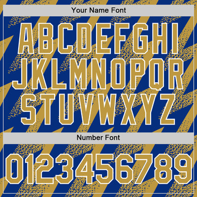 Custom Royal Old Gold-White Zigzag Shape 3D Pattern Design Bomber Full-Snap Varsity Letterman Hoodie Jacket