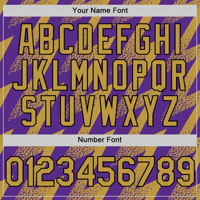 Custom Purple Old Gold Black-White Zigzag Shape 3D Pattern Design Bomber Full-Snap Varsity Letterman Hoodie Jacket