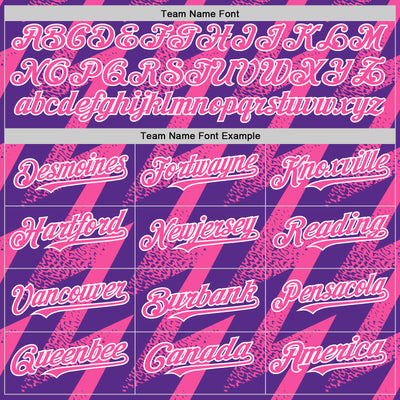 Custom Purple Pink-White Zigzag Shape 3D Pattern Design Bomber Full-Snap Varsity Letterman Hoodie Jacket